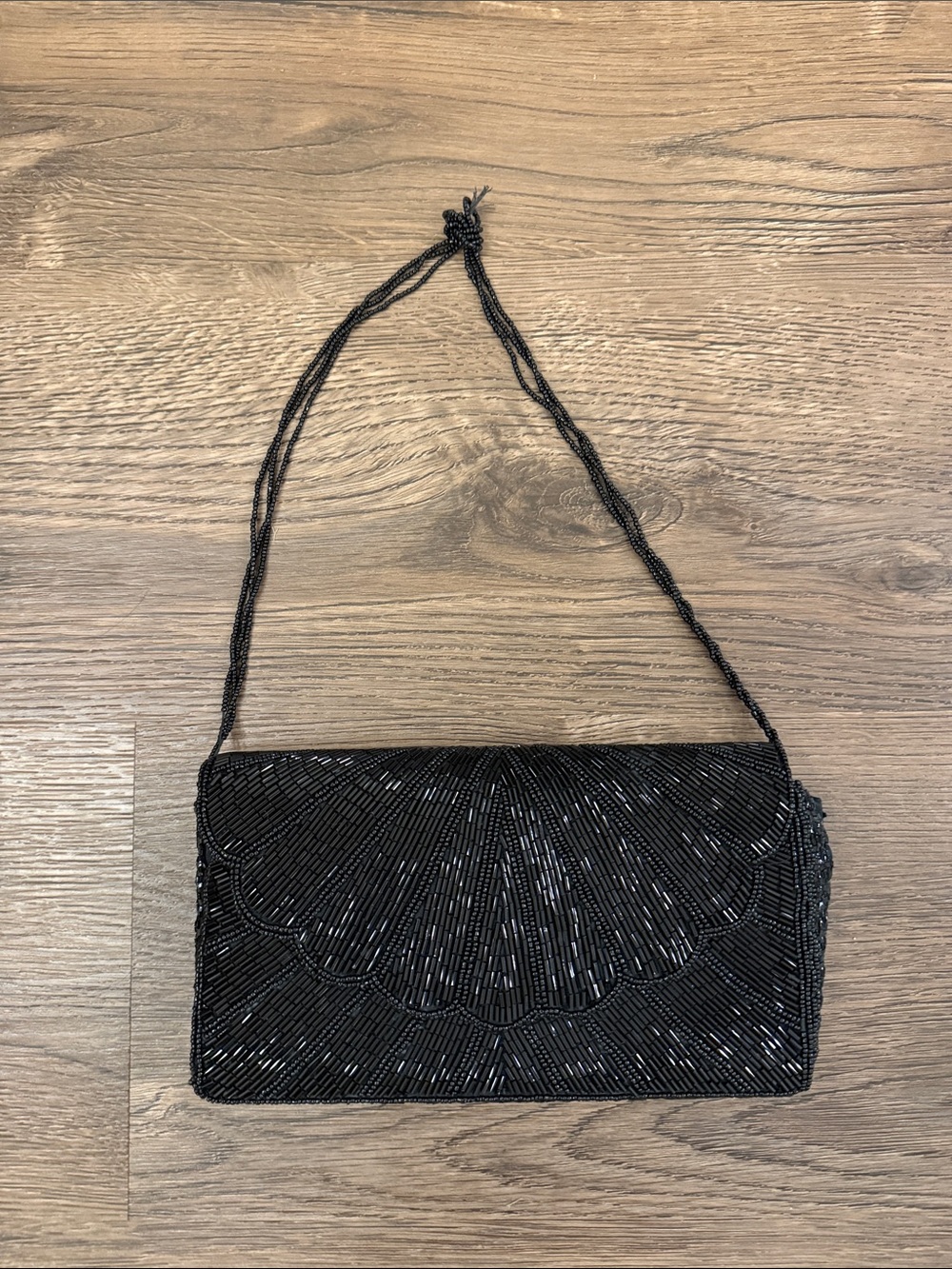 Black Beaded Evening Clutch - Designer Style